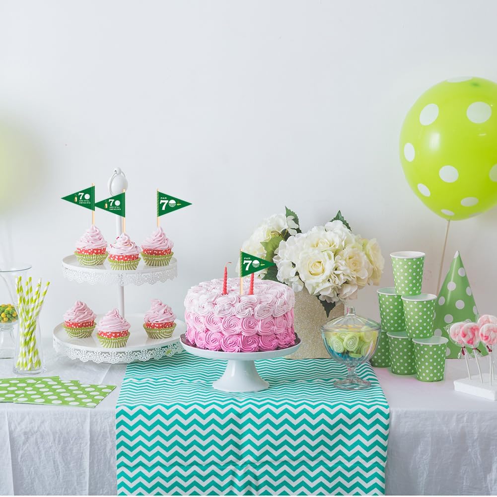 Golf Themed Toothpick Flags, 20 PCS Par 70 And Still Swinging Birthday Golf Cocktail Picks Mini Stick Cupcake Toppers Flags for Par 70 Golf 70th Birthday Party Food Bar Decorations (Par 70)
