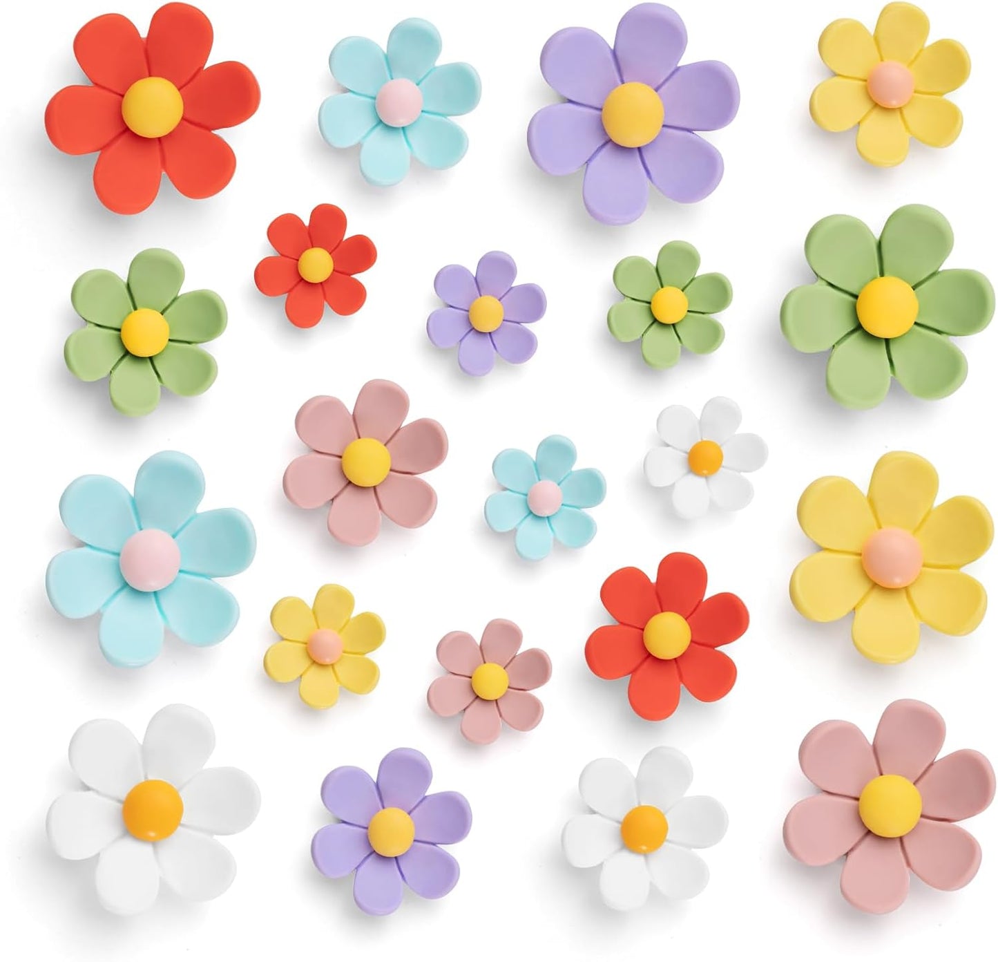 FINDMAG 21Pack Fridge Magnets, Flower Refrigerator Magnets Cute, Fun Magnet Refrigerator, 3D Flower Magnet for Office, Locker Decorations, Home, Kitchen, Whiteboard, (7 Small + 7 Medium + 7 Large)