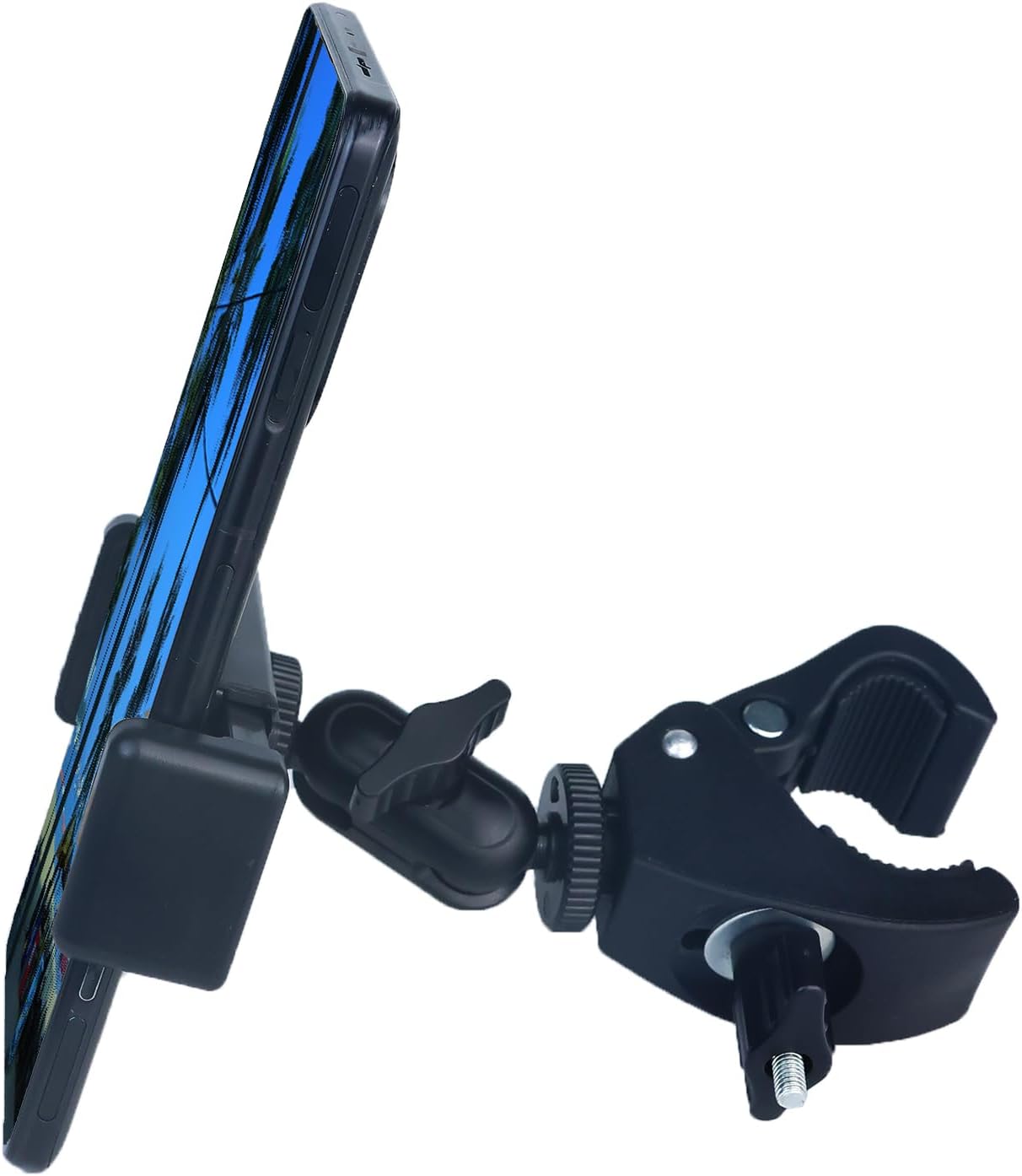 Phone Holder with Clamp for Golf Cart Universal Phone Mount Holder for Bicycle, Wheelchair, Stroller Mic Stand Phone Holder