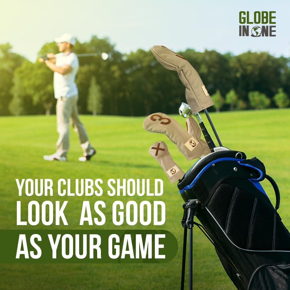 Premium Golf Club Head Covers Set of 4 Fits Drivers Fairways Hybrids 1, 3, 5 and X