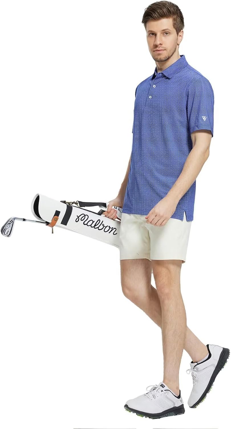 M MAELREG Mens Golf Shirt Short Sleeve Dry Fit Print Moisture Wicking Performance Patterns Collared Polo Shirt