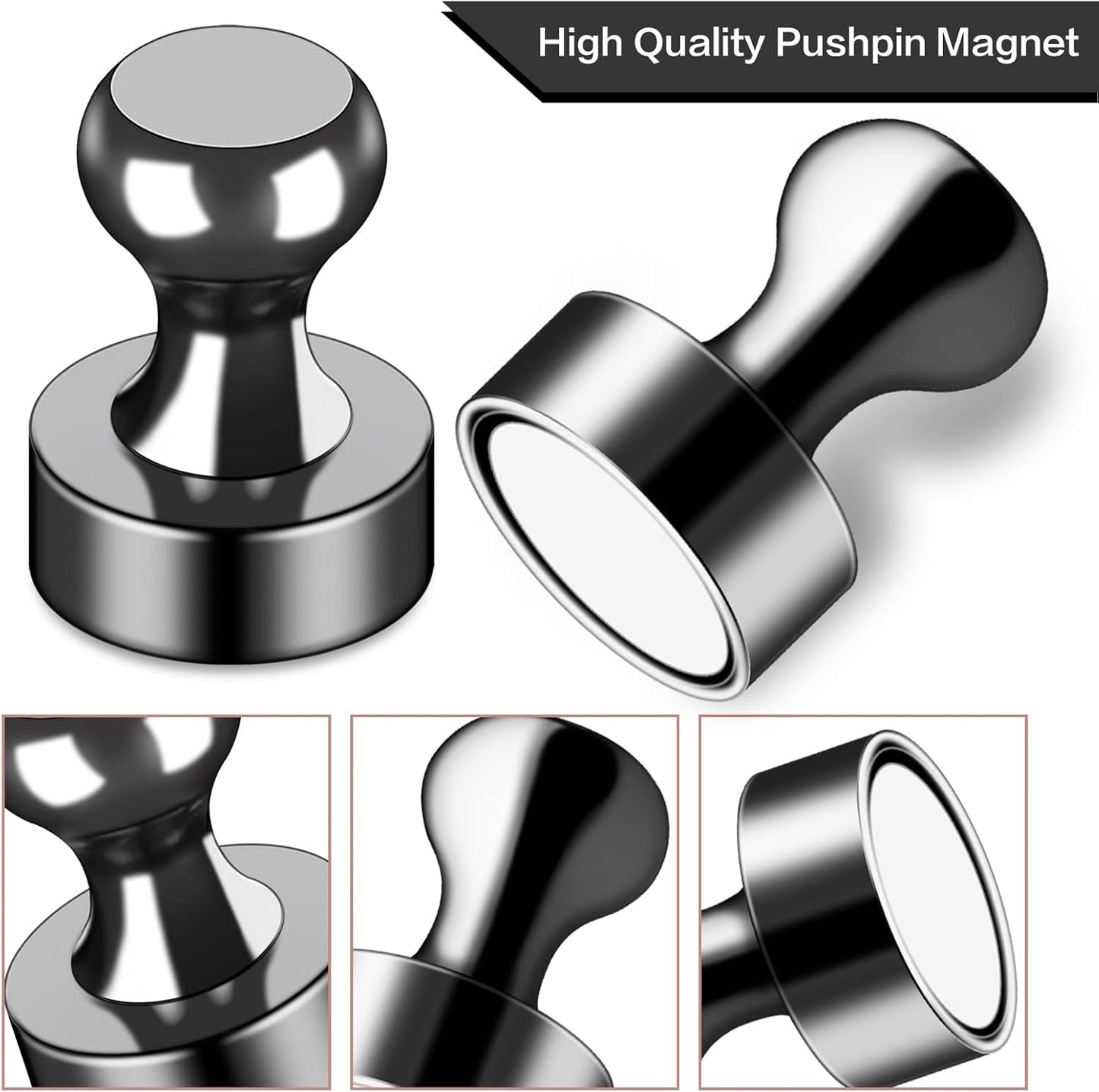 LOVIMAG Fridge Magnets 30Pcs Refrigerator Whiteboard Small Strong Magnet Classroom Kitchen Accessories Decorative Locker Set Decor Must Haves Office Calendar Refrigerador Magnetic Cute Crafts Black