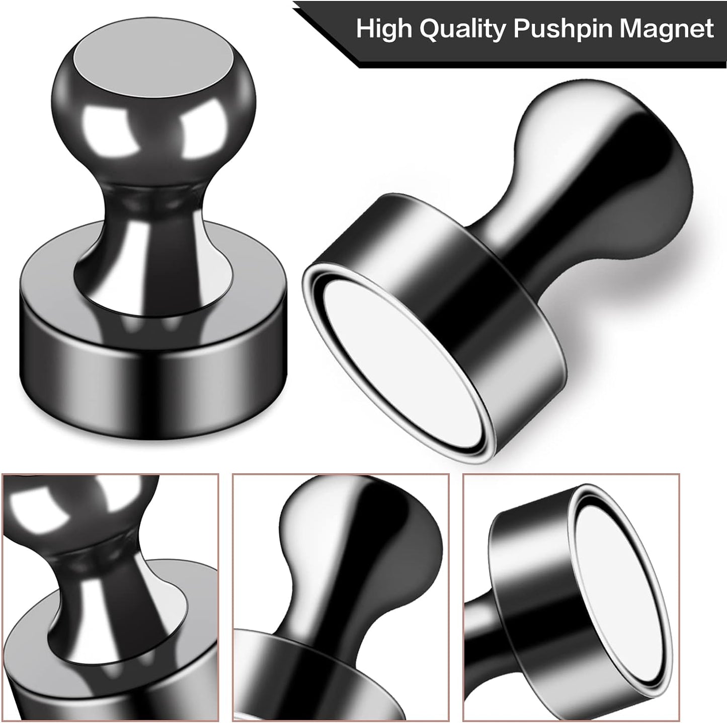 LOVIMAG Fridge Magnets 50Pcs Refrigerator Whiteboard Small Strong Magnet Classroom Kitchen Accessories Decorative Locker Set Decor Must Haves Office Calendar Refrigerador Magnetic Cute Crafts Black