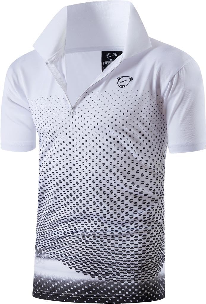 jeansian Men's Sport Outdoor Quick Dry Fit Short Sleeves Polo Tee Shirt Tshirt T-Shirt Tops Golf Tennis Bowling LSL195