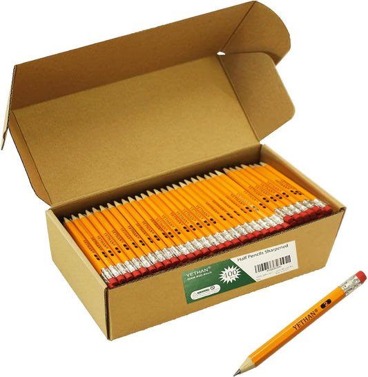 400Pcs Golf Pencils with Eraser Tops, Hexagon Wooden pencils, Pre Sharpened 2# HB Half Pencils for kids Golf School Office 4" Mini 400 count/Box