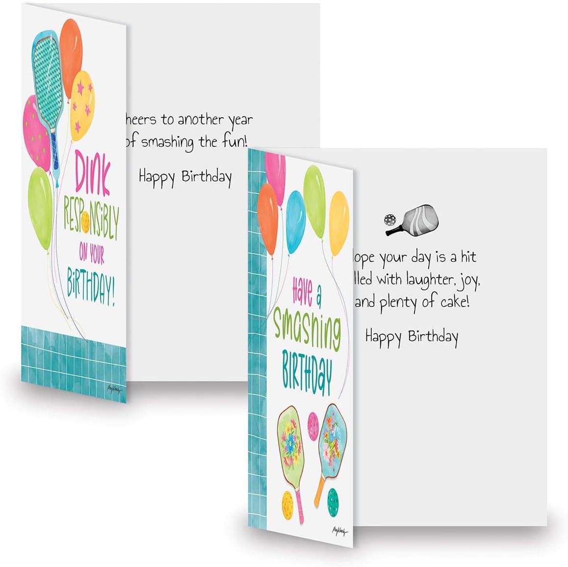 Current Pickleball Wishes Birthday Greeting Cards Value Pack - Set of 8, Single Design, Large 5 x 7 Inch Cards, Sentiments Inside, Envelopes Included