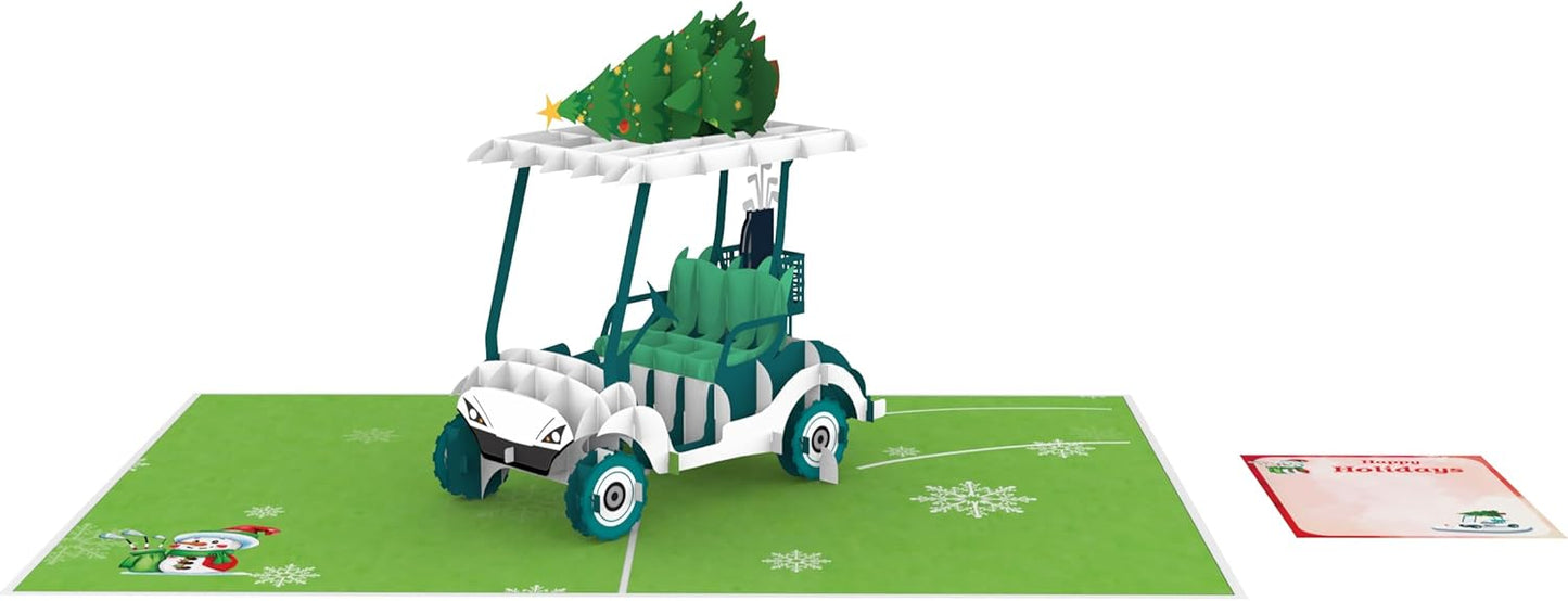 iGifts And Cards Golfing Through the Holidays 3D Pop Up Card - 6 x 8 mas Greeting with Envelope & Notecard, Seasonal Wishes, Christmas Joy on the Course, Ideal Holiday Card for Golf Enthusiasts