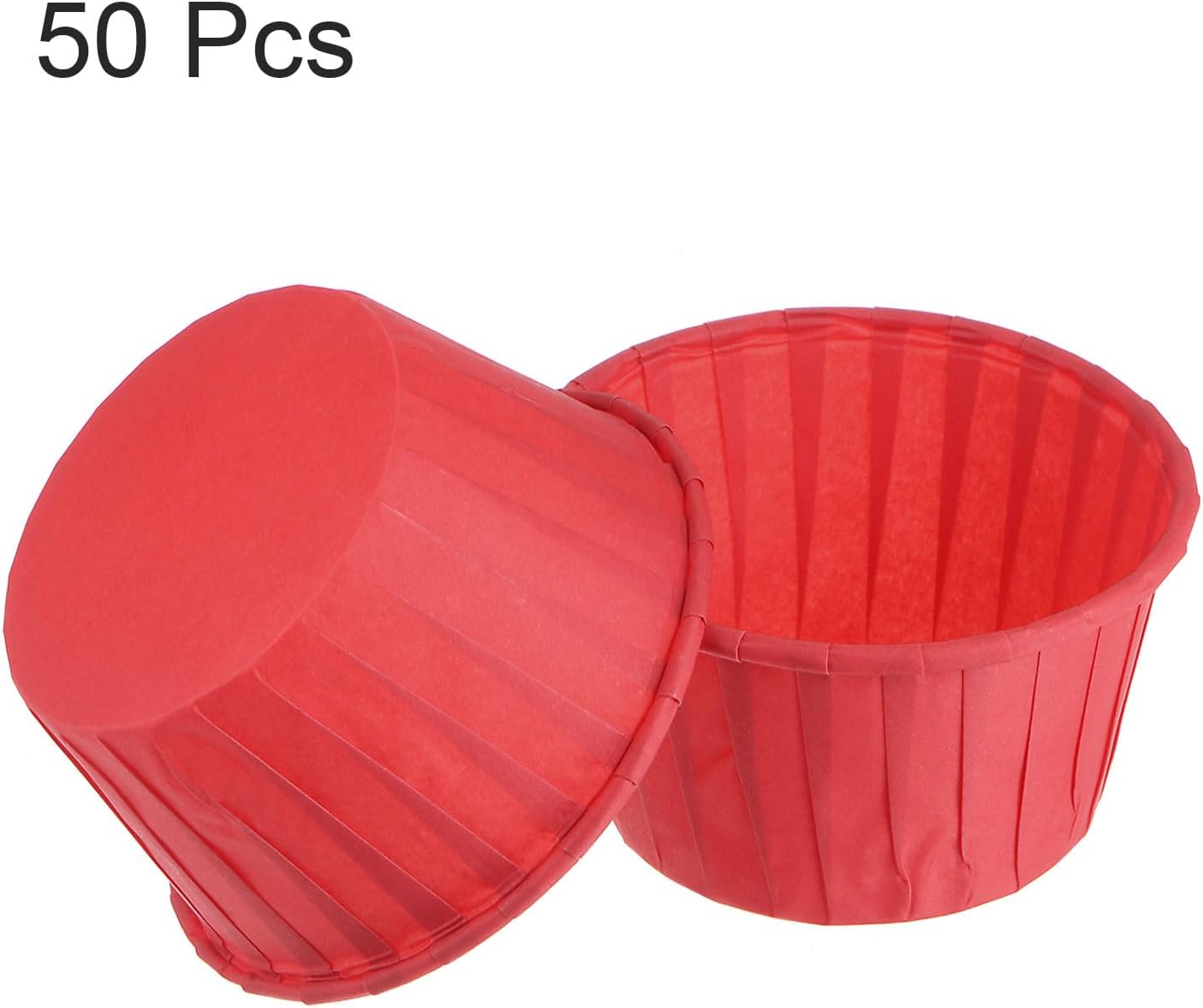 HARFINGTON 50Pcs Cupcake Baking Cups 3.5oz Standard Size Paper Cupcake Liners Greaseproof Wrappers Disposable for Wedding Birthdays Christmas Dessert, Red