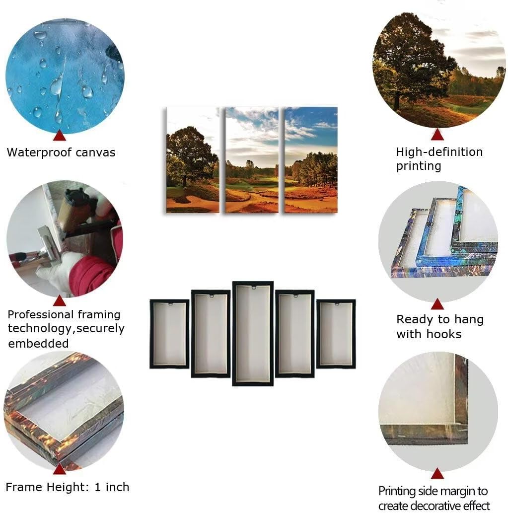 chenchenArt Tobacco Road Golf Course Canvas Wall Art Carolina Golf Course Picture Poster Canvas Prints Wall Decor for Living Room Bedroom Home Decorations Framed Ready to Hang(12''W x 24''H x3)