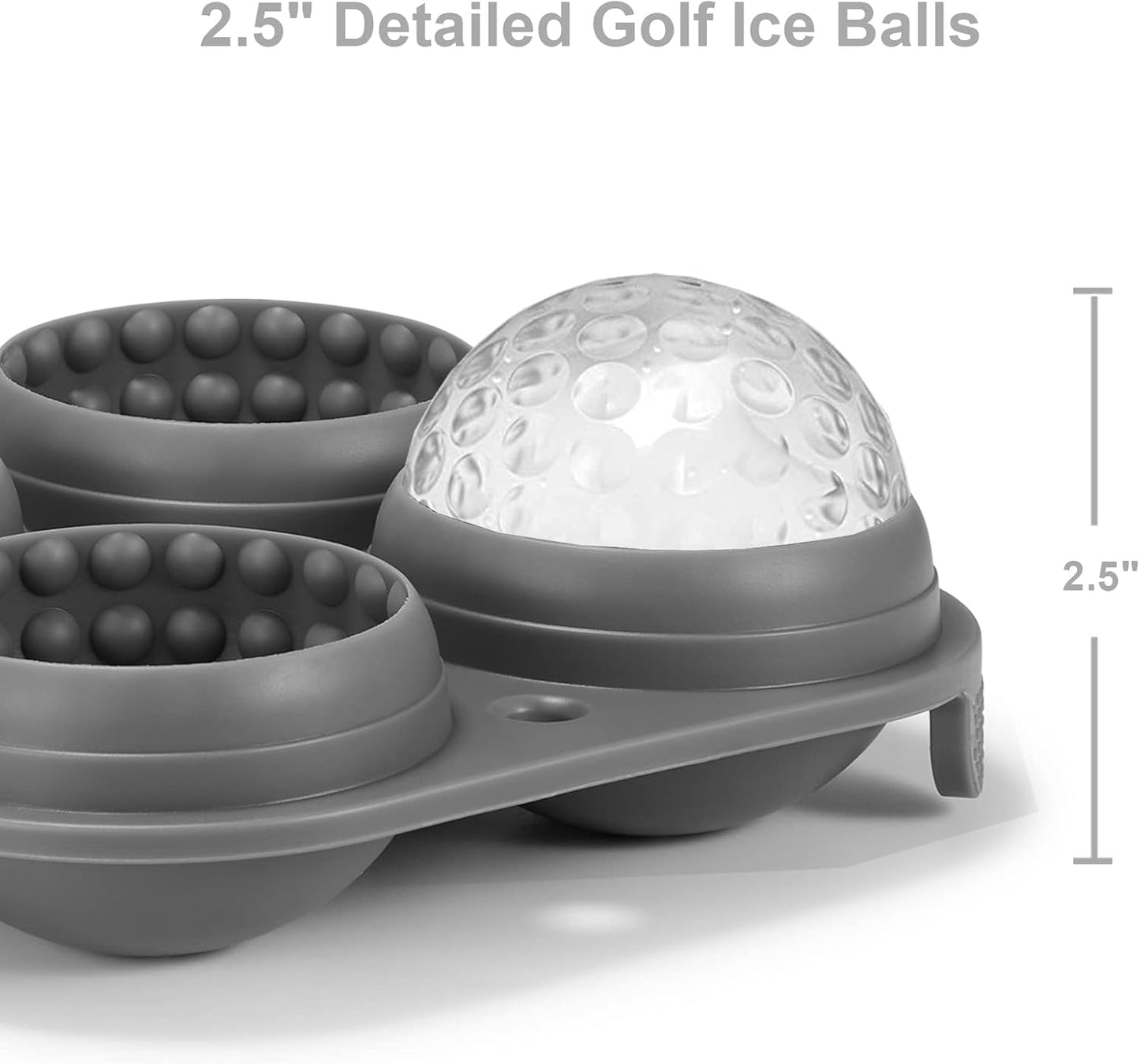 Golf Ice Cube Trays, 2.5" Large Sphere Round Golf Ice Cube Mold for Cocktails, Whiskey, Bourbon Chilling, Fun Shapes Silicone Big Circle Ice Cube Trays w/Funnel