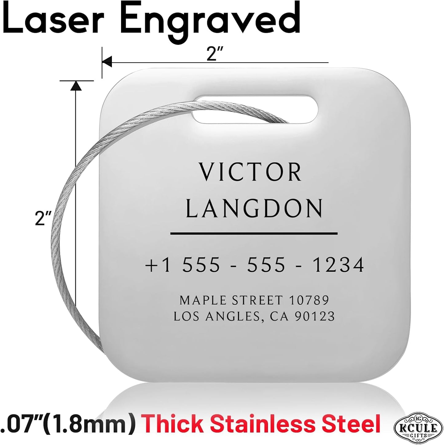 Stainless Luggage Tags for Suitcases: Metal Personalized Luggage Tags and Bags with Customizable Texts (Silver)