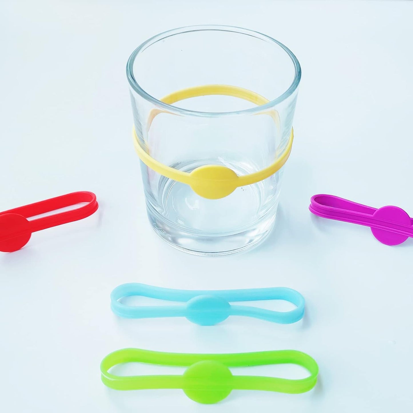 Stretchable Drink Markers 24pcs, Wine Glass Markers, Drink Identifiers for Glasses Cup, Beer Bottle, Mug, Jar, Cocktail Glass, Drink Labels for Party