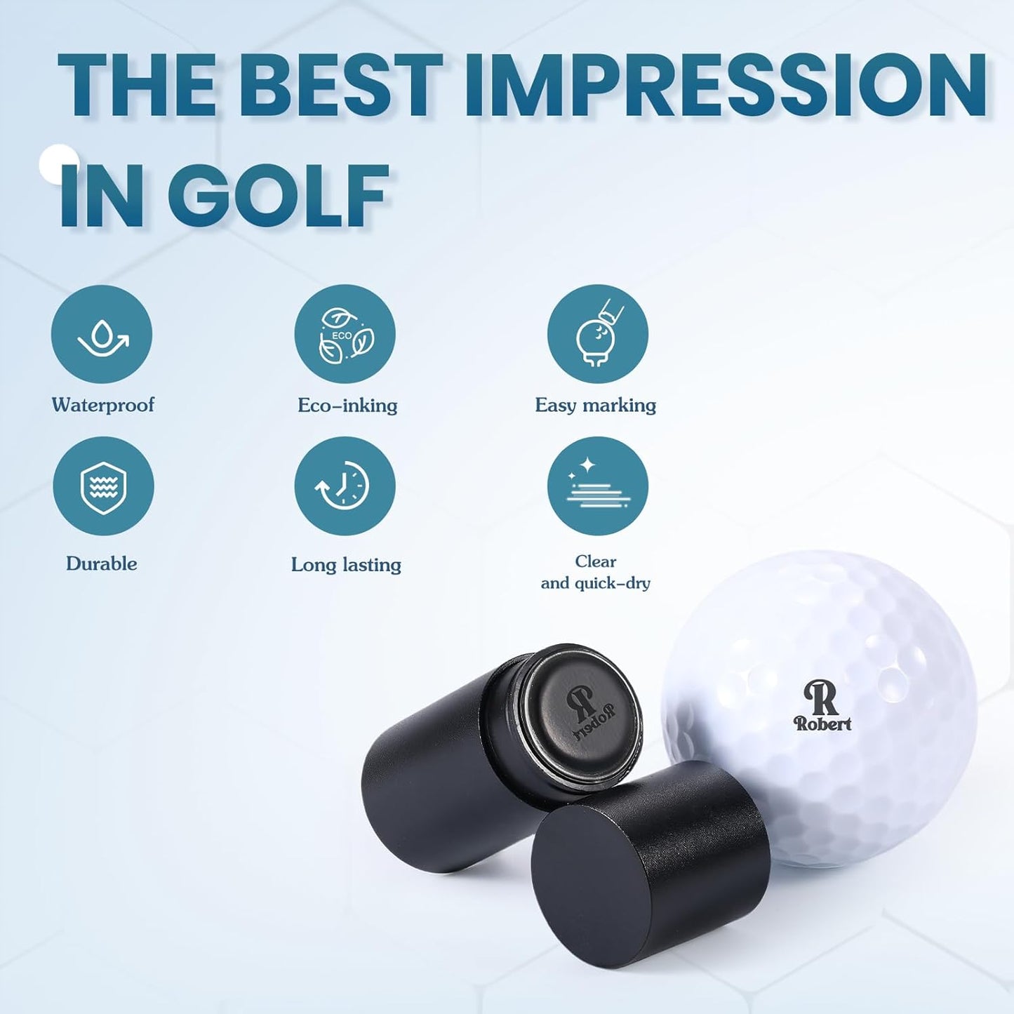 Custom Golf Ball Stamp Marker – Personalized Monogram Golf Ball Marker with Ink, Golfer Gift for Men, Dad, Golf Ball Marking Tool, Golf Lover Accessories