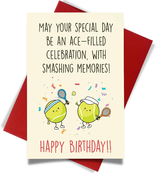 Cheerin Happy Birthday Card for Him or Her - Sweetest Day Card - Tennis Birthday Card for Tennis Lovers Men Women Girlfriend Boyfriend Husband Wife