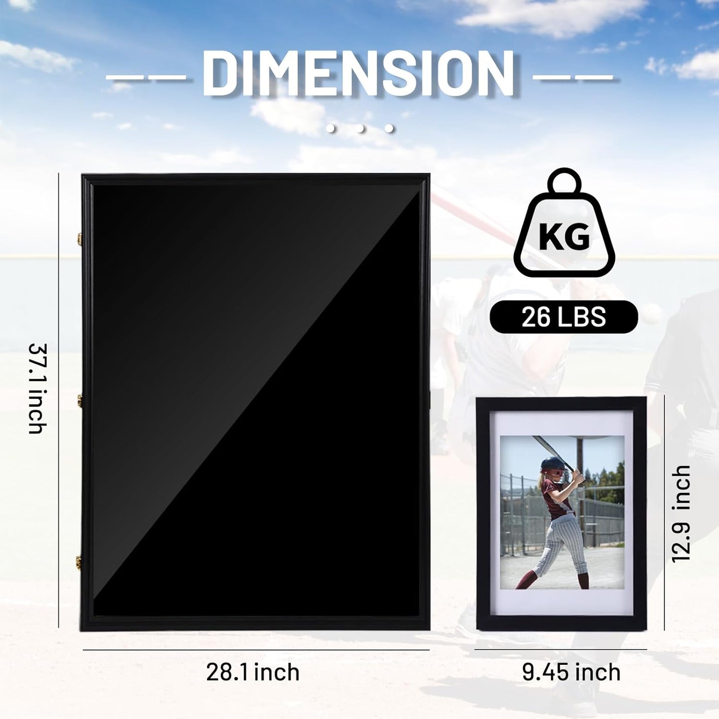 CDEN XL Jersey Frame, Jersey Frame Display Case, Extra Large Jersey Frame, with 98% UV Protection, Hangers, Jersey Display case, Shadow Box, with Baseball Case (1-Pack)