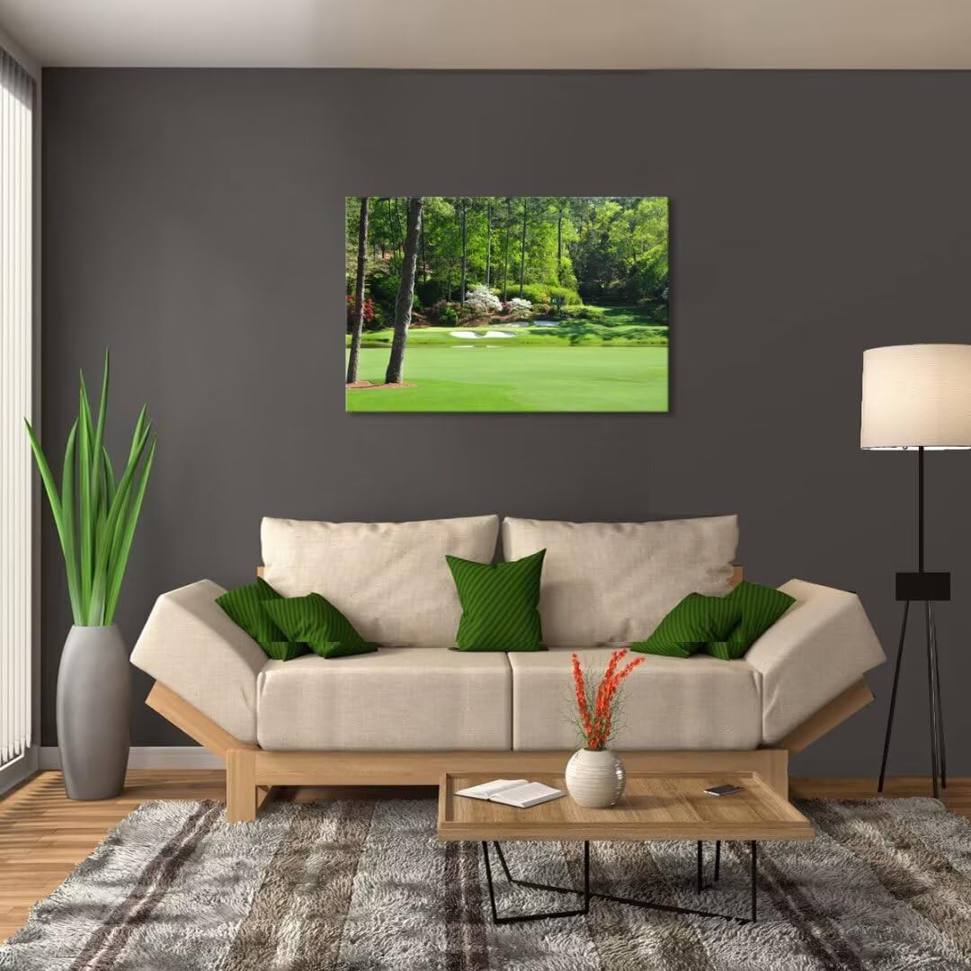 Augusta National Golf Club 12th Hole Wall Art for Living Room, Bedroom, Bathroom - Home Decorations - Framed Ready to Hang (18''H x 24''W)