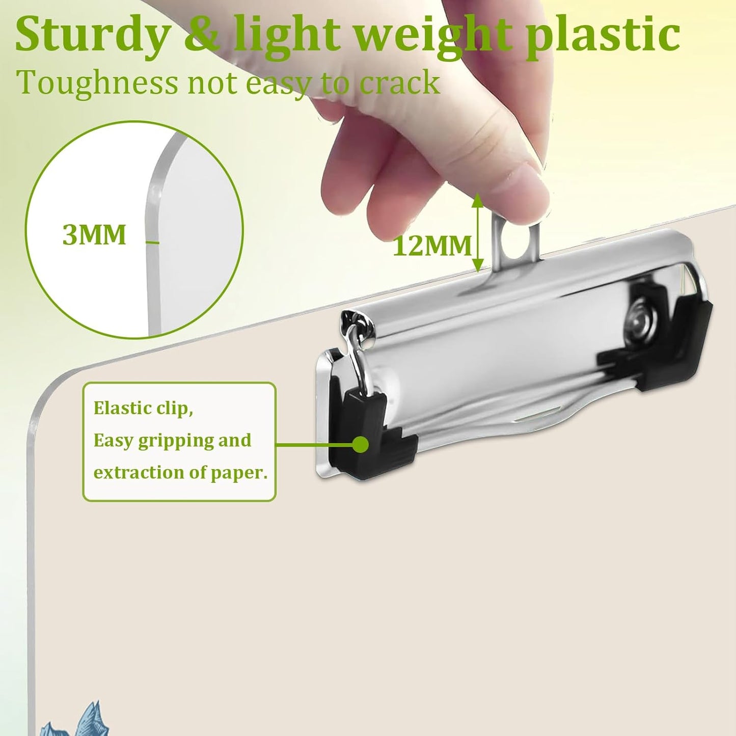 Spring Flowers Clipboard,Decorative Acrylic Clipboard with Low Profile Metal Clip for Office,School,Teachers,Students Standard Letter Size 9x12.5