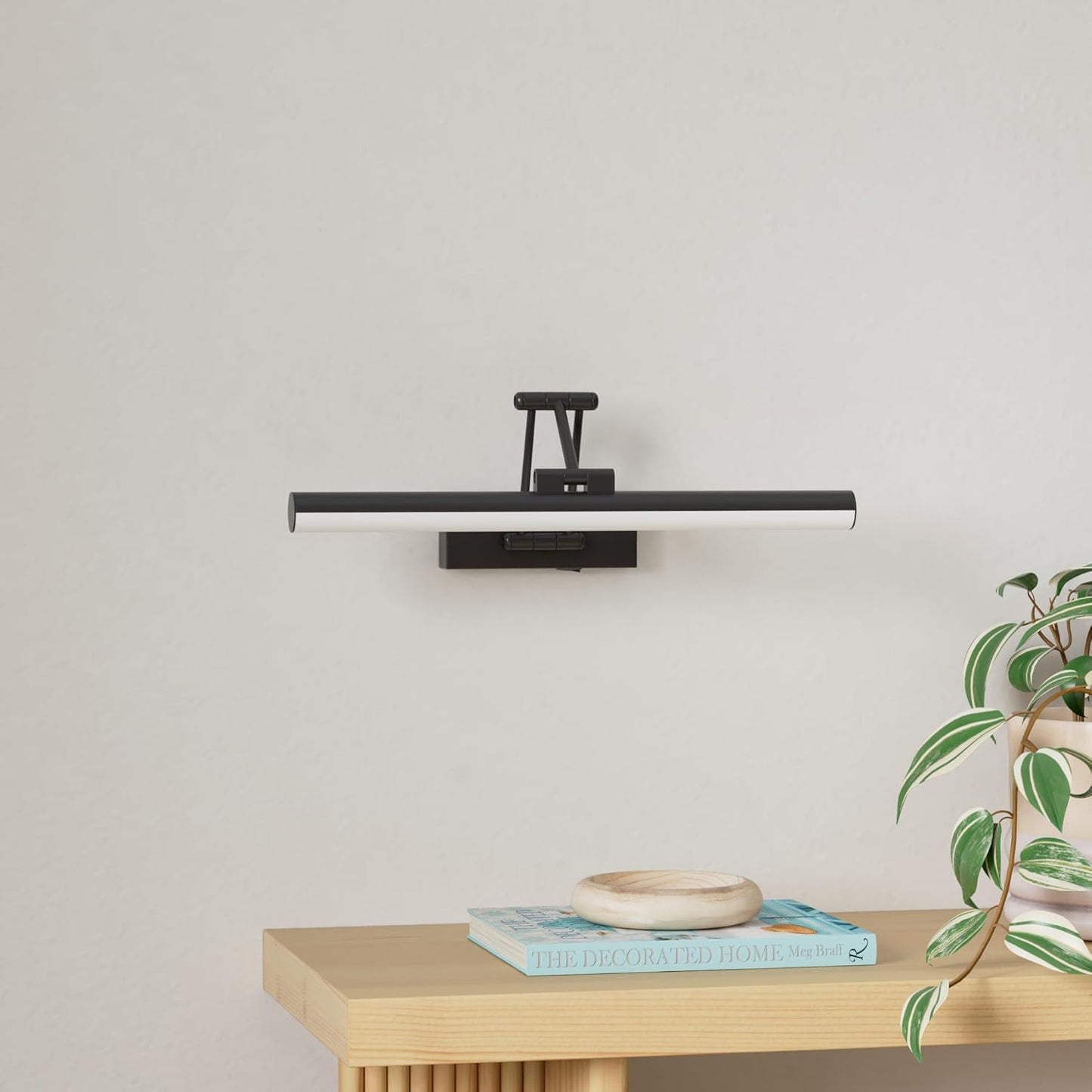 Joossnwell Battery Operated Picture Light Wireless Picture Lights for Paintings with Remote 15.5 Inch Dimmable and Timer Rechargeable Art Light Black Display Gallery Light with Adjustable Swing Arm