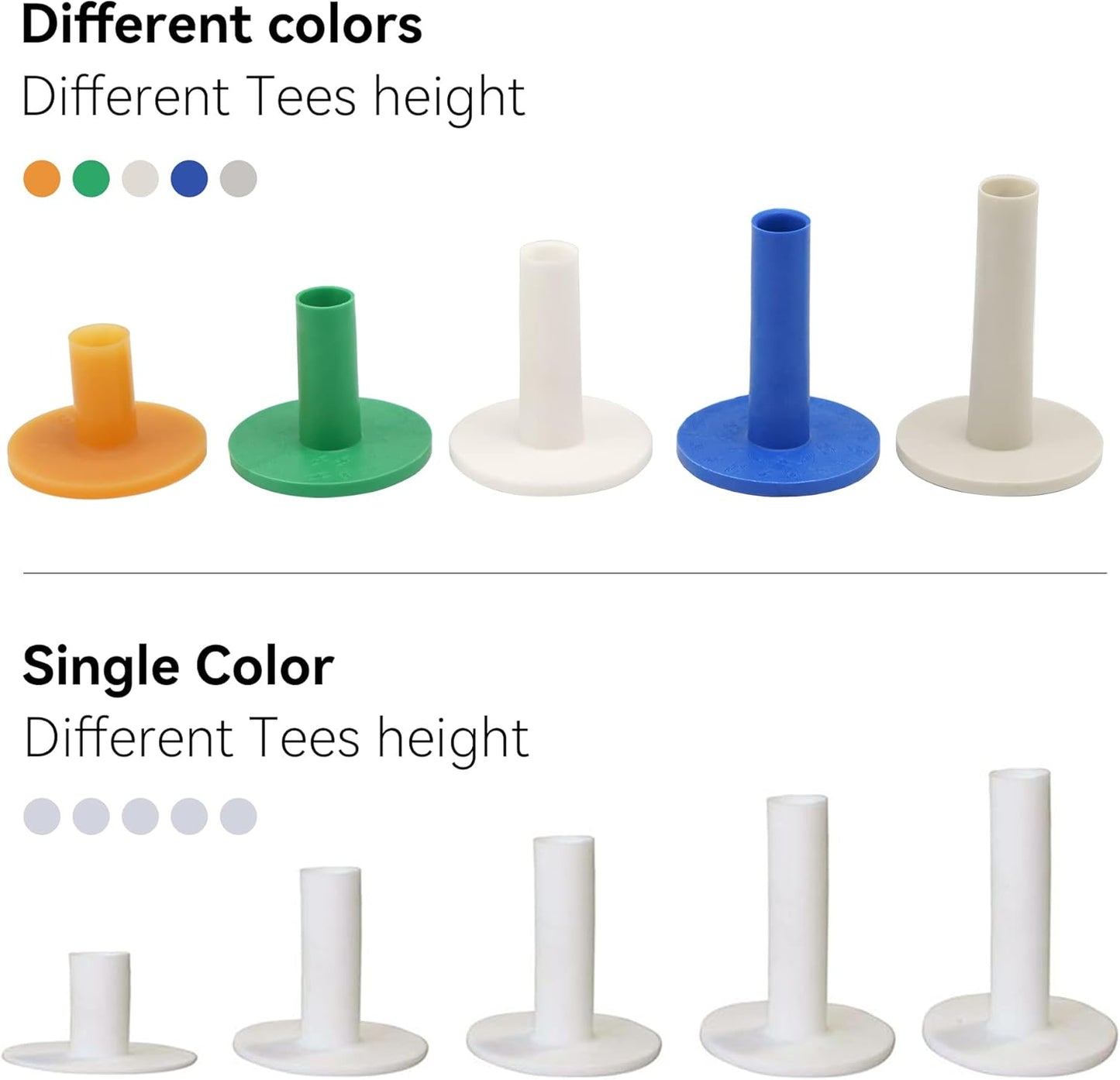 Golf Rubber Tees Practice Training, Driving Putting Chipping Range Mixed Size, Excellent Effect Used with Golf mats and Golf nets, Suitable for Indoor Outdoor Backyard Home Office