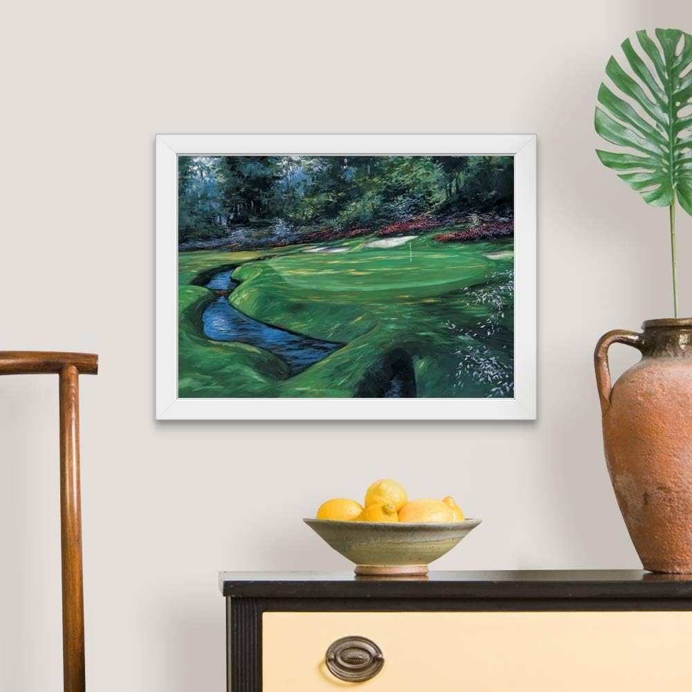 CANVAS ON DEMAND 13th at Augusta White Framed Art Print, Golf Artwork