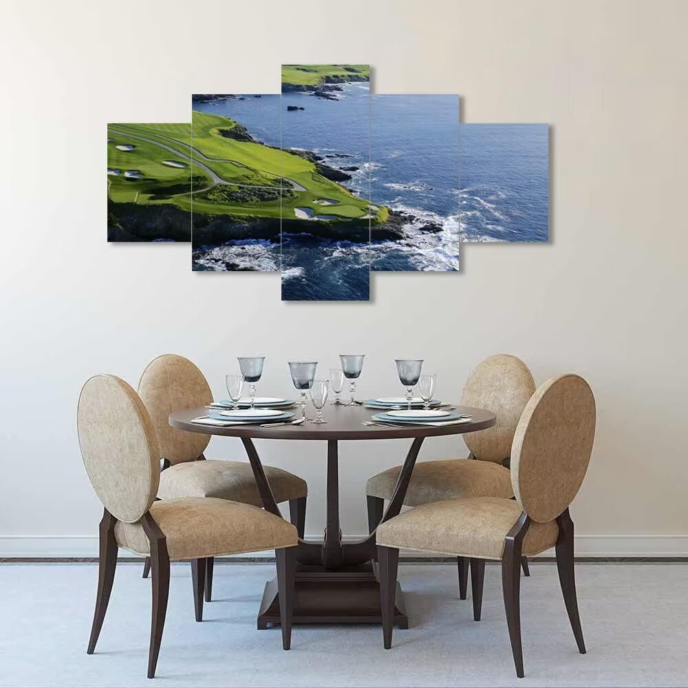 chenchenArt Golf Wall Art for Living Room Bedroom Bathroom Home Decorations Paintings Golf Course Canvas Prints Modern Artwork Framed Ready to Hang(50''W x 24''H)