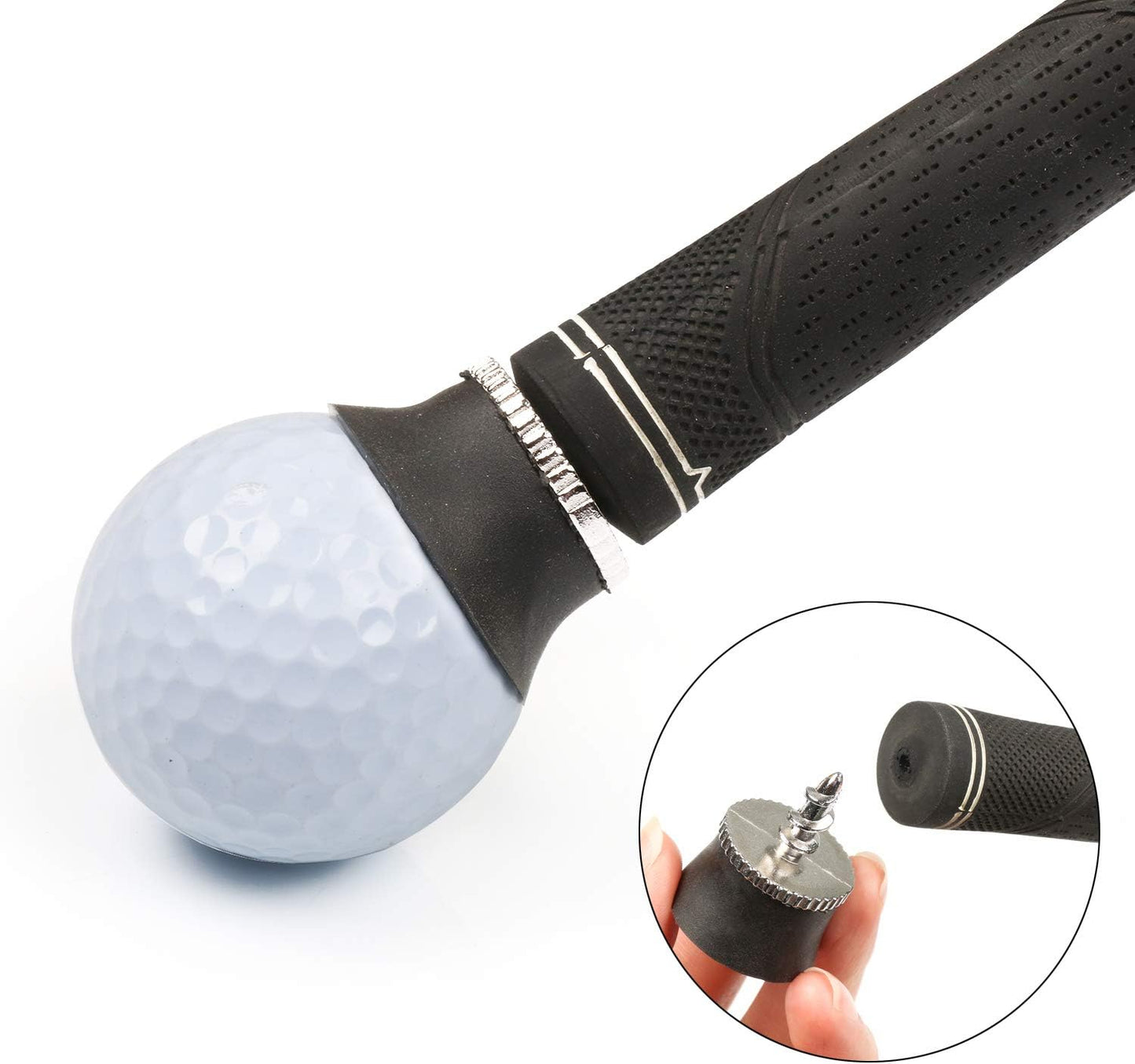 Golf Ball Pick Up Retriever, Suction Cup Golf Ball Grabber Sucker Tool for Putter Grip Golf Accessory, Black
