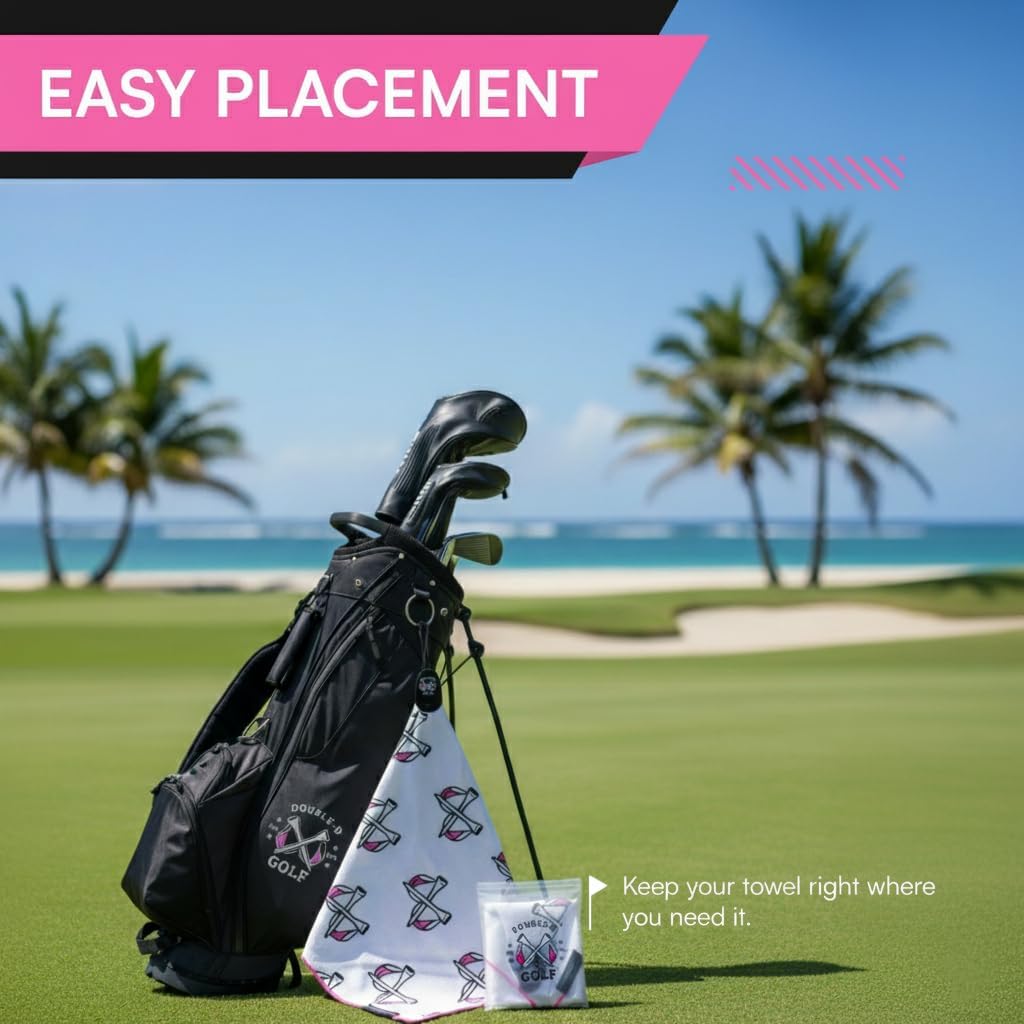Magnetic Golf Towel Supporting Breast Cancer Research | 10% Profit Donation | 29” Waffle Microfiber | Removable High-Strength Magnet | Ultra Absorbent | Durable for Clubs & Balls
