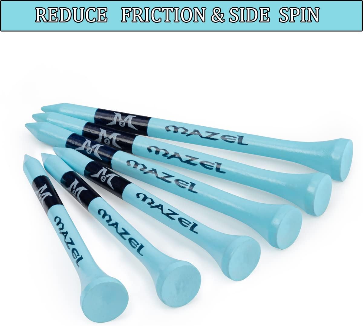 MAZEL Natural Wood/Bamboo Golf Tees 2 3/4 Inch & 3 1/4 Inch,Pack 50 or 120,Reduce Friction & Side Spin,More Stable Golf Tees