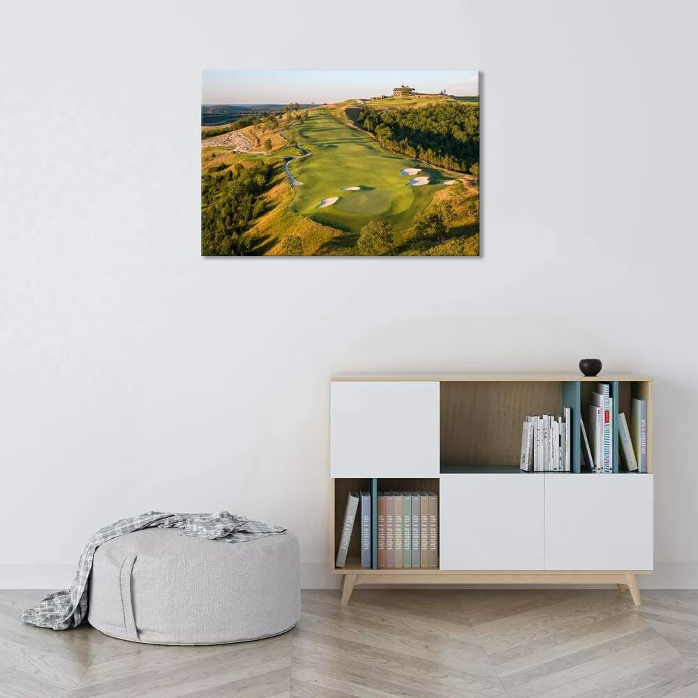 chenchenArt Paynes Valley Golf Course Wall Art for Living Room Bedroom Bathroom Home Decorations Paynes Valley Golf Course Picture Poster Canvas Prints Framed Ready to Hang(18''H x 24''W)