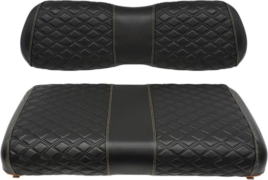 Golf Cart Seat Covers for Club Car DS 2000.5+ Front OEM Universal Seat Cushion, Marine Grade Vinyl Leather Club Car DS Seat Covers/Easy to Install-Black (2PCS)