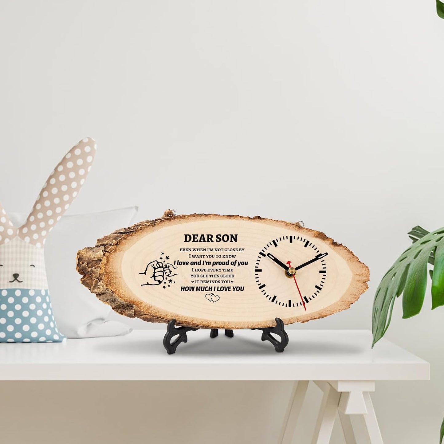BeauGift Gifts for Son, Christmas Wooden Clock Gifts for Son from Mom Dad, Birthday Gifts for Son in Law, from Mother Father to My Son