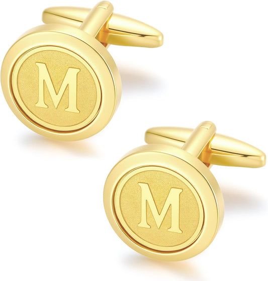 GWD Initial Cufflinks for Men Classic Cuff links Mens Letter Shirts CuffLinks Wedding Gift