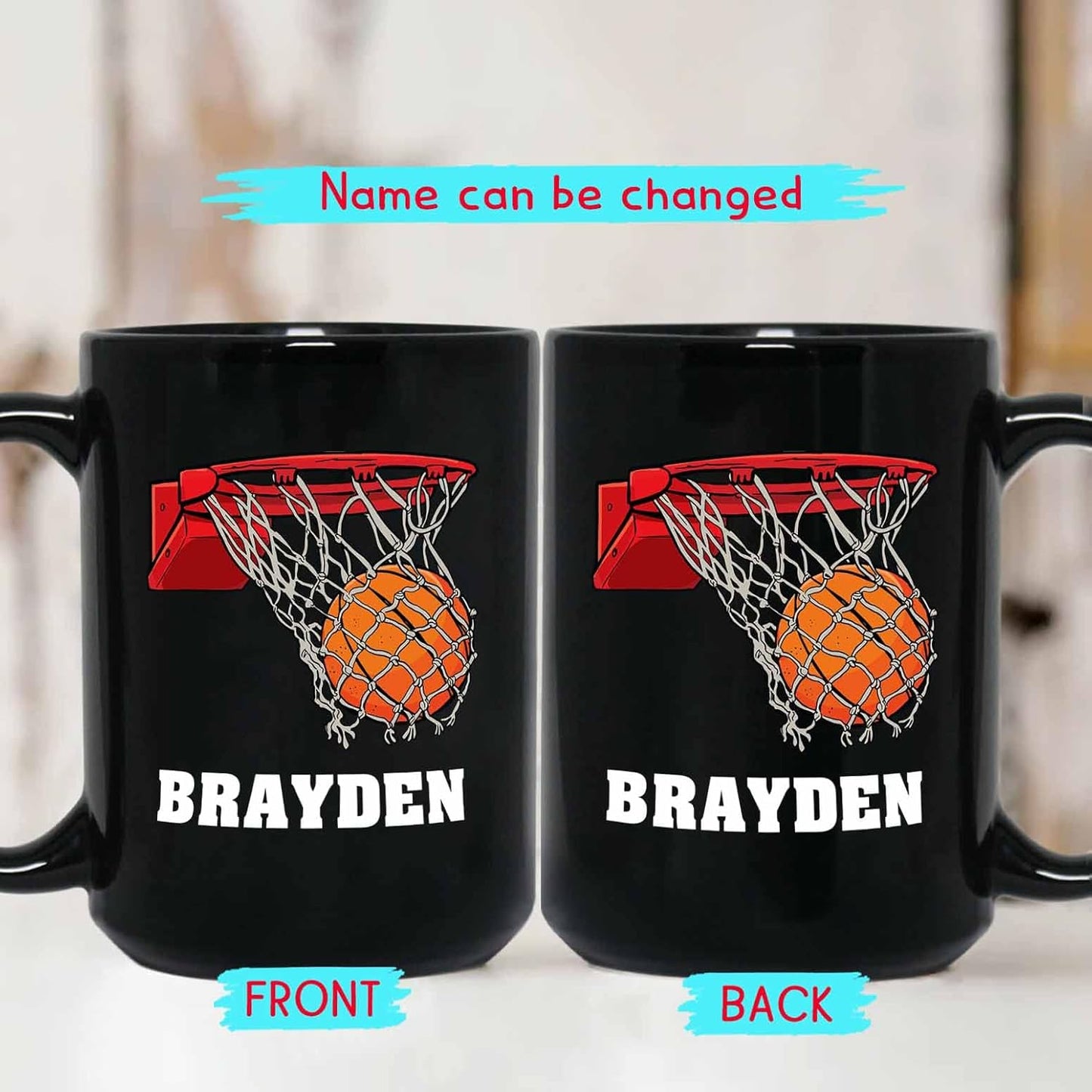Personalized Black Ceramic Mug 11 Oz, Custom Basketball Coffee Mug, Basketball Player Gift, Pride Mug