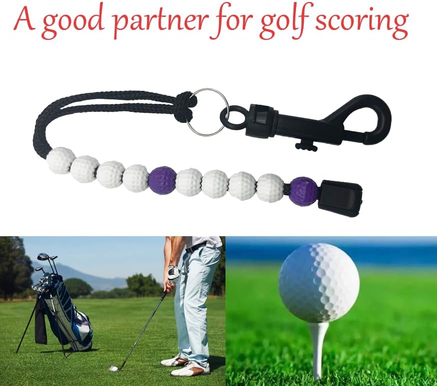 Golf Stroke Counter, 4 Pack Golf Beads Score Counter with Clip for Referee Caddy Golfer