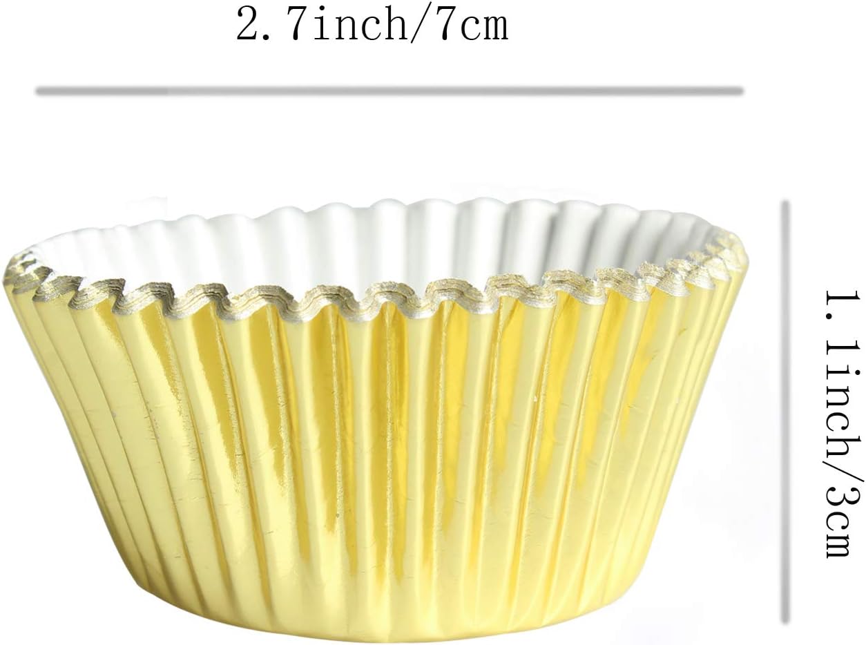 Gold-Foil Cupcake-Liners Paper-Baking-Cupcake,for Birthday Parties, Weddings,Standard Sized(pack of 100） …