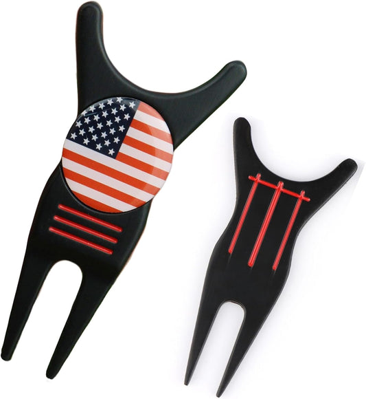 Golf Divot Repair Tool with Removable Magnetic Golf Ball Marker Alignment, Golf Divot Tool with Alignment Lines on Both Sides