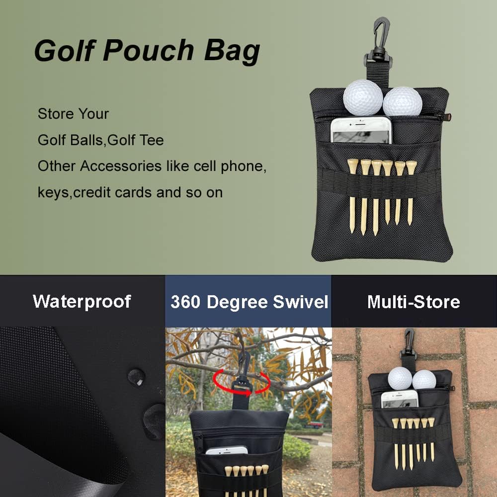 Golf Tee Pouch Bag, Zipper Golf Ball Bag, Accessory Pouch for Men