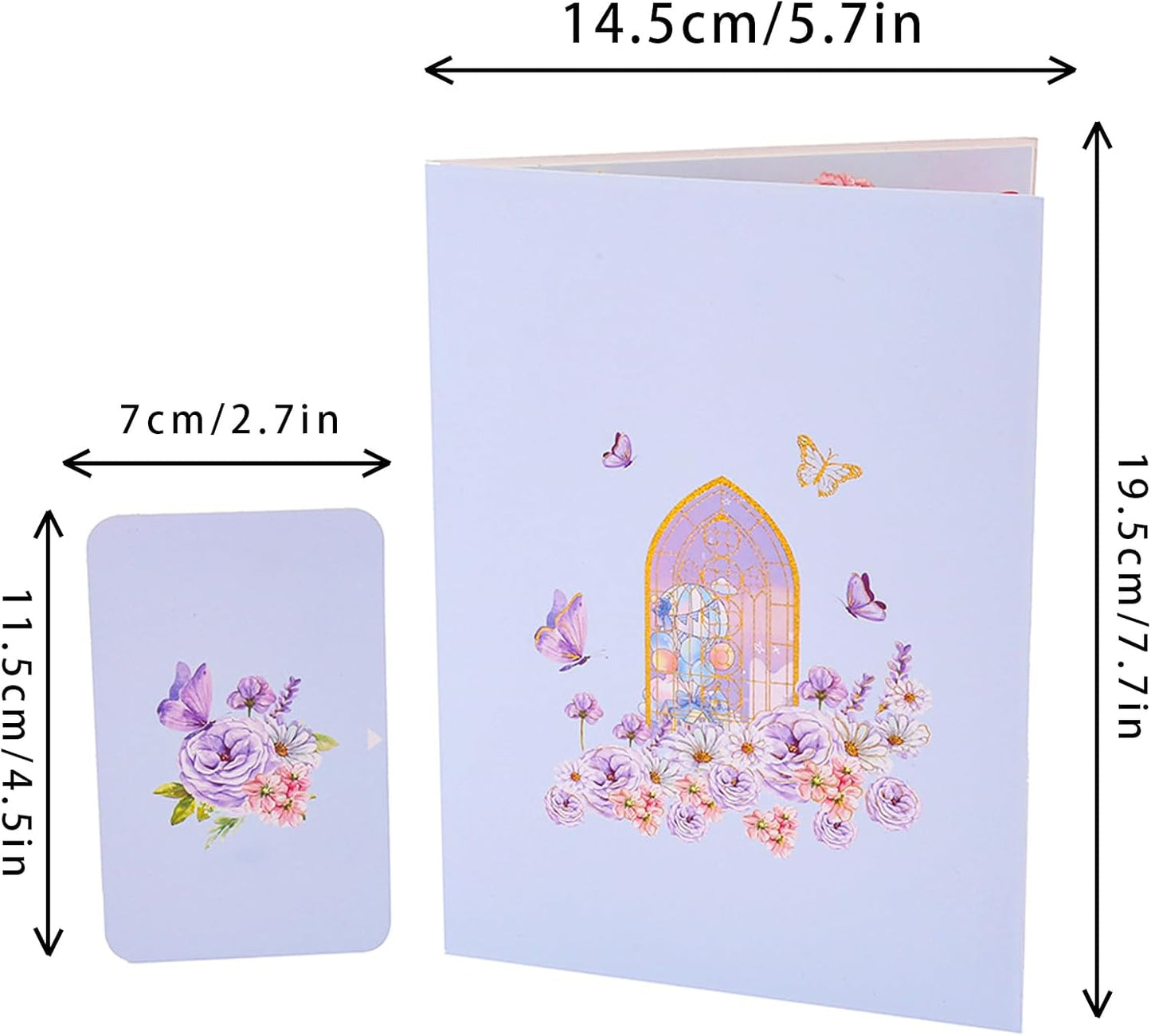 3D Butterfly Greeting Cards, Flowers Pop Up Birthday Cards, for Mom, Sister, Grandmother, Wife, Daughter, and other women, with envelope