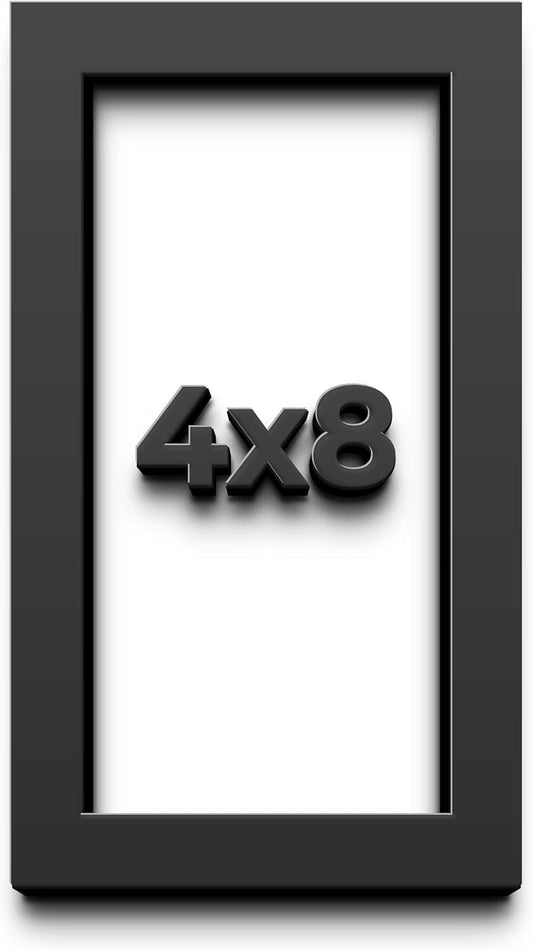 4x8 Shadow Box Black Solid Wood Display Frame with White Acid-Free Backing UV Acrylic & Hanging Hardware - with 3/4" Usable Depth