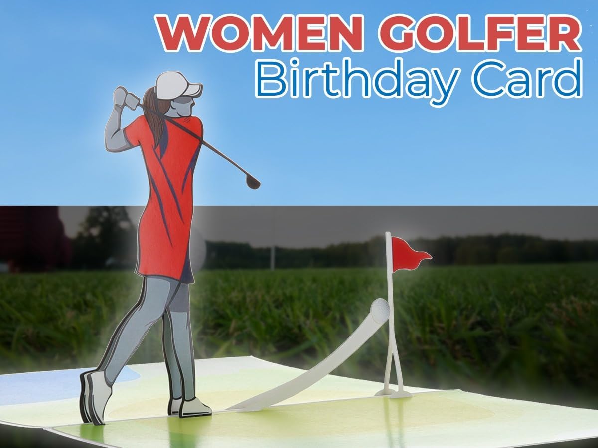 iGifts And Cards Women’s Golf Pop-Up Card – Celebrate Her Swing with Style – Birthday, Thank You, Retirement – For Female Golfers, Coaches, Moms, Girlfriends – 6" x 8"