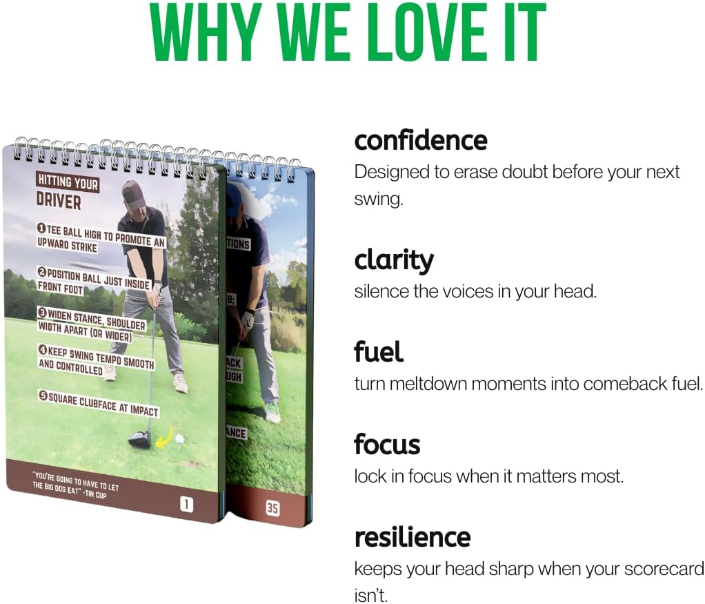 Golf Reference Guide Pocketbook - Golf Cheat Sheets With 175+ Essential Tips 36 Different Shots - Golf Training Aid - Helpful Golf Swing Thoughts - Waterproof & Durable Golf Book - Makes a GREAT gift.