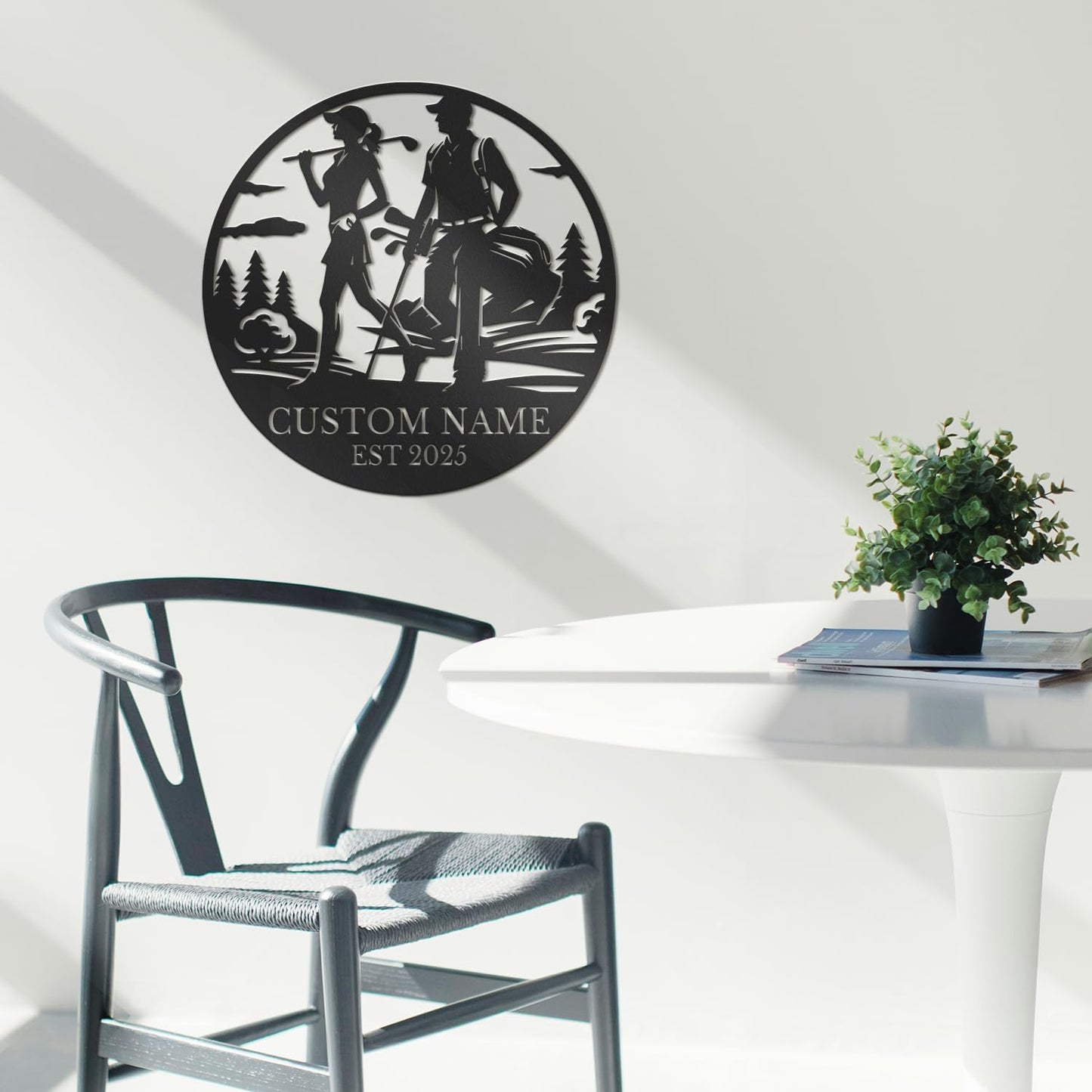 Personalized Custom Crossed Golf Metal Wall Art,Personalized Golfer Name Sign Decoration For Room,Hole Golf Club Decoration (Style-6)