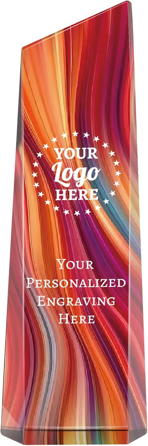Personalized Crystal Trophy Award - Award for Employees- Plaques Custom Engraved- Coworker Gift,Employee Appreciation Gift,Ideal for Business Events and Occasions (Custom Logo/Engraved)