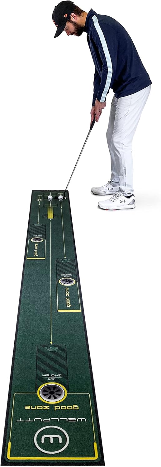 WELLPUTT - Golf Putting Training Mat - 10ft Start 2.0
