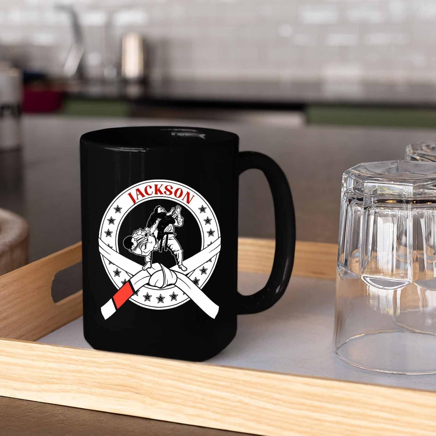 Personalized Name Black Coffee Mugs, Customized Jiu-jitsu Ceramic Mug 11 Oz 15 Oz, Brazilian Jiu-jitsu Coffee Cup Gifts For Friend Team