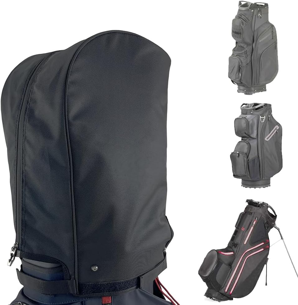 BOYEA & SKULLEAP Golf Bag Cover rain Cover/Hood Nylon Waterproof dust Cover Fits Most Golf cart Bags Easy to use Collapsible and removabl Golf Accessory Gifts (1680D Nylon, Large)