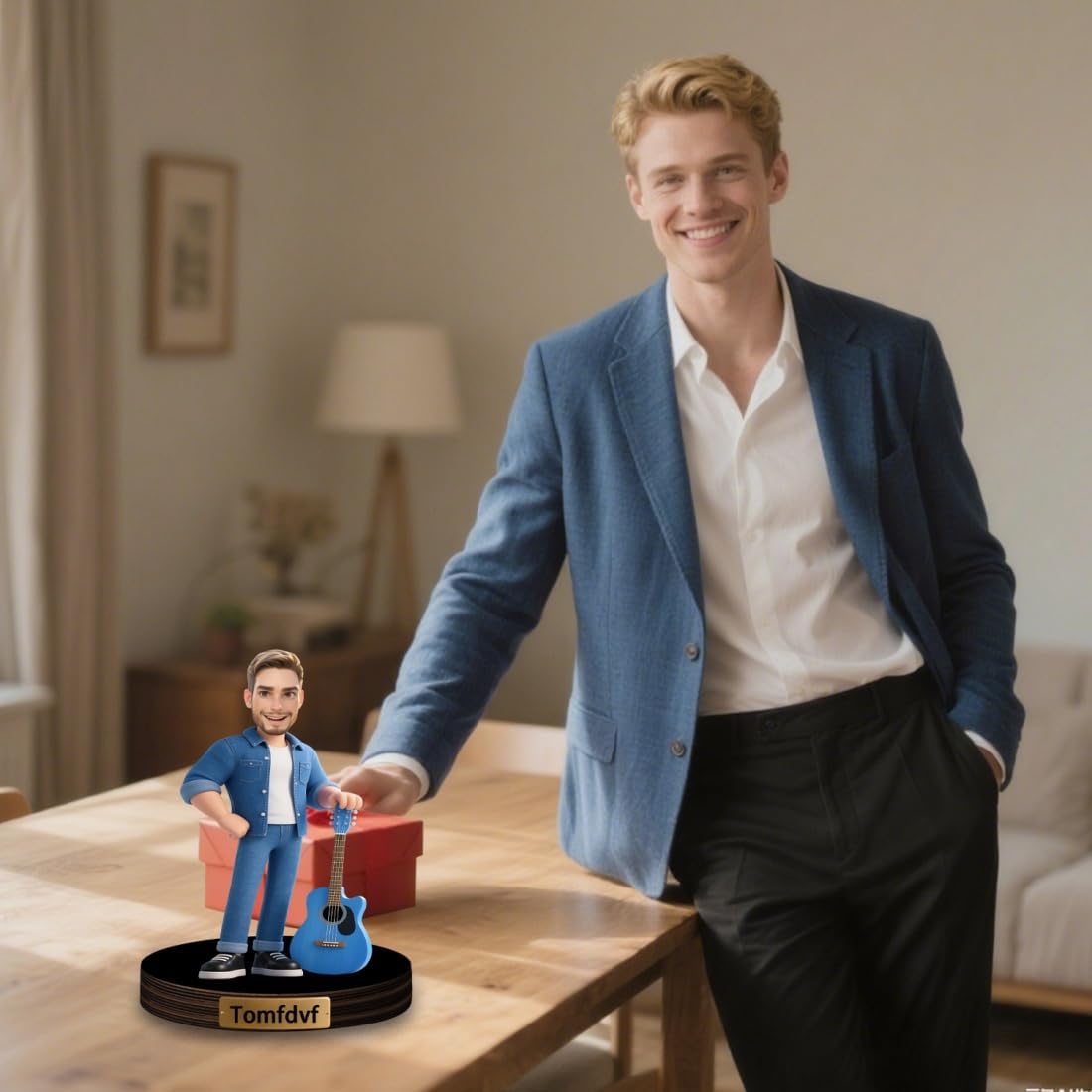 Personalized DJ Player Desk Decor Sign with Name Custom DJ Figurine Cartoon Sculpture Ornament Cartoon Portrait Plaque for Music Room Club Decor Plaque Keepsake Gift for Men Xmas Birthday