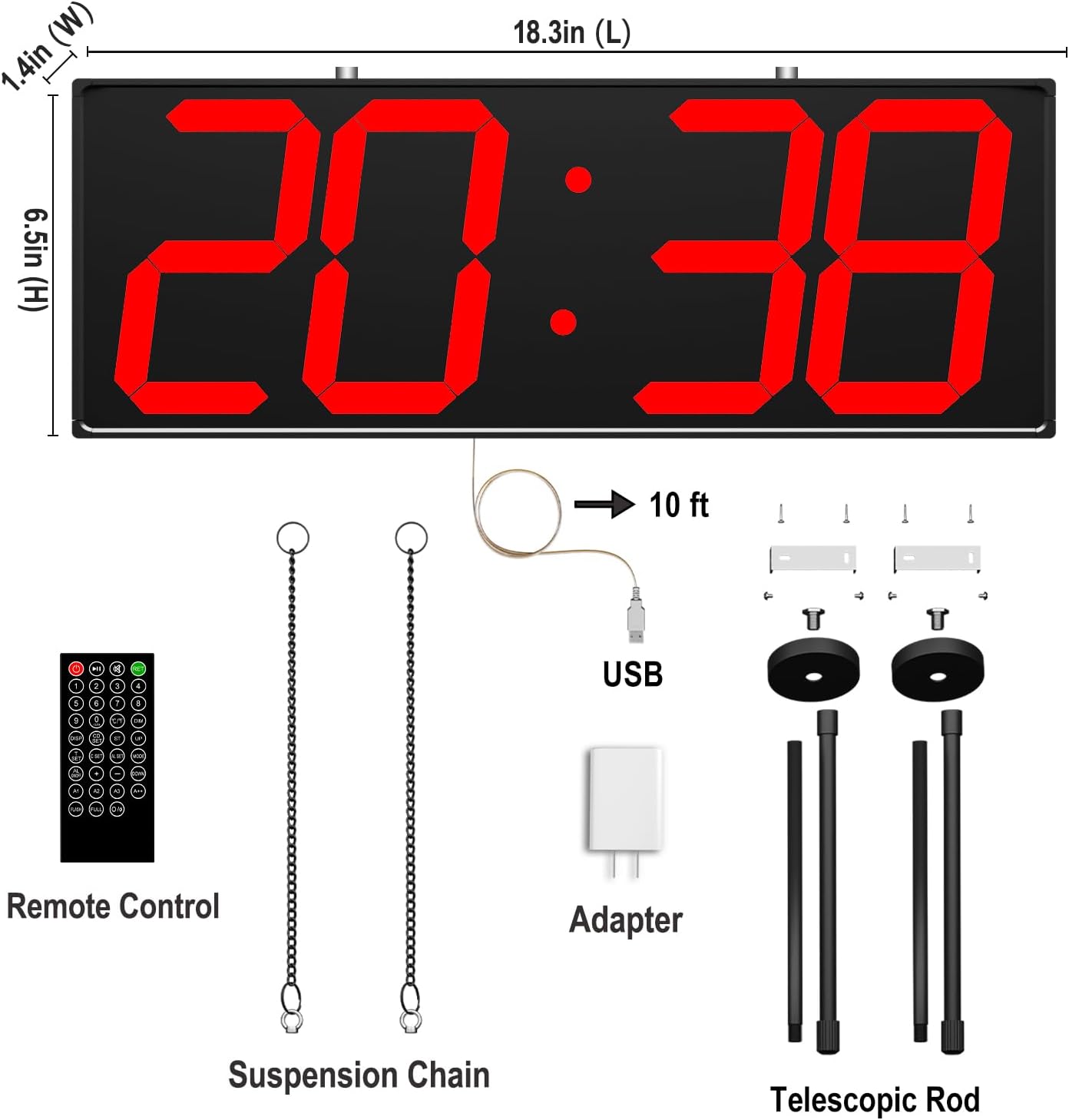 Digital Wall Clock with Double Sided Display, Large LED Clock with Timer,Alarm,Temperature and Date,Two Faced Hanging Digital Clock Large Display for Multiple Public Places(Red)