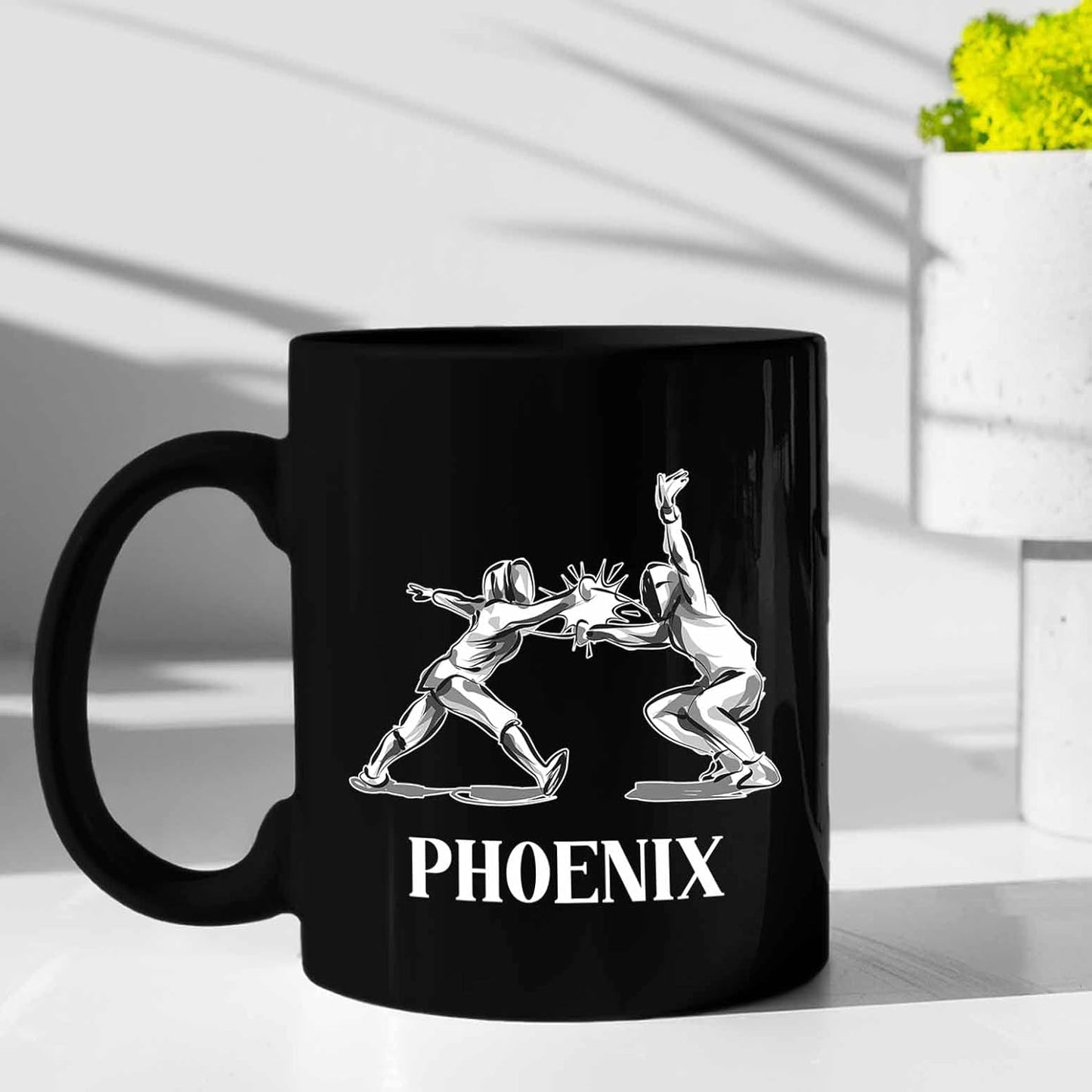 Personalized Fencing Coffee Cup 11 Oz 15 Oz, Customized Fencing Mugs With Choose Name, Fencer Black Ceramic Mug Gifts For Coach, Lover, Travel Mug Gift