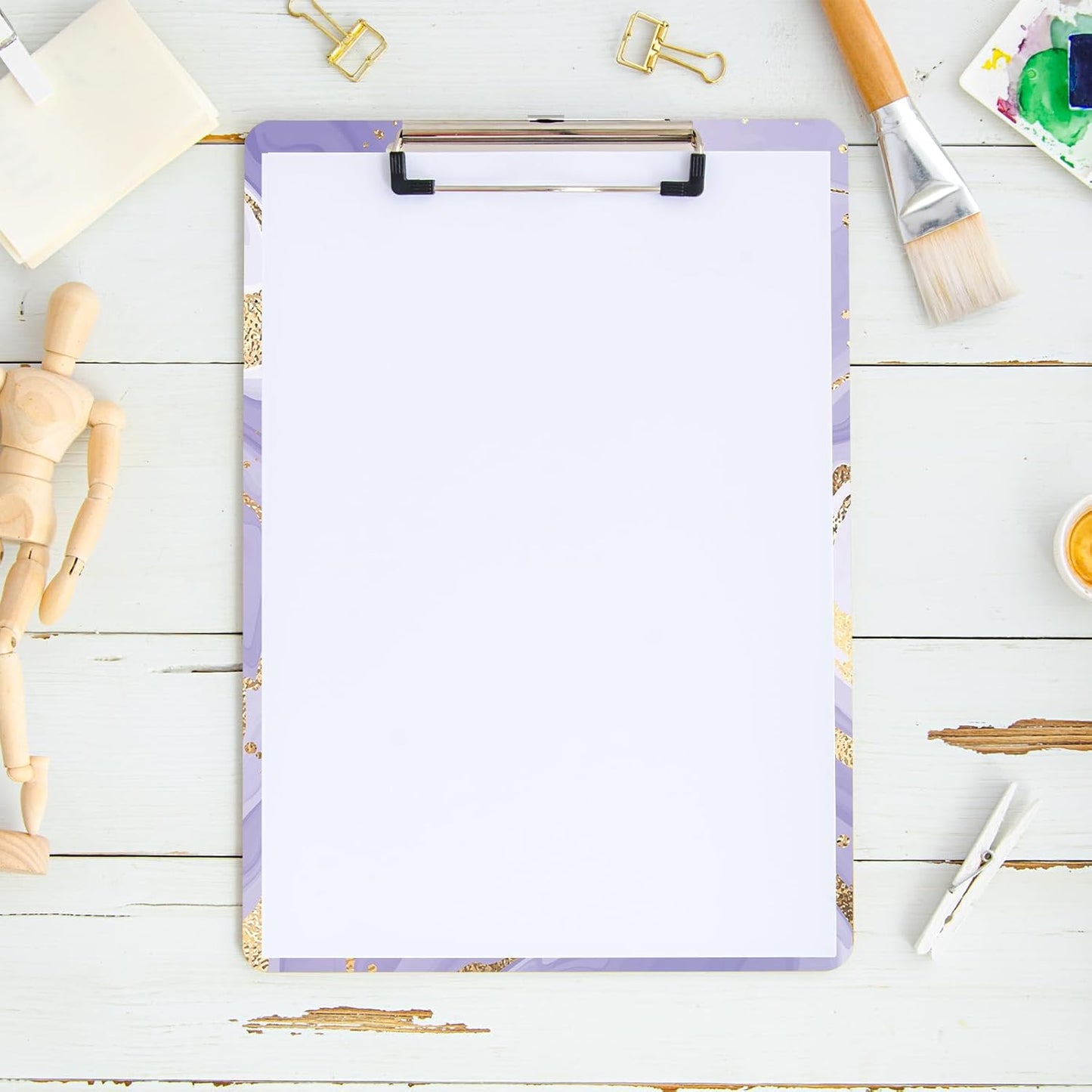 Purple Marble Design Letter Size Plastic Clipboards for Students Women Man and Kids A4 Standard Size 8.7 x 12.5 with Low Profile Metal Clip